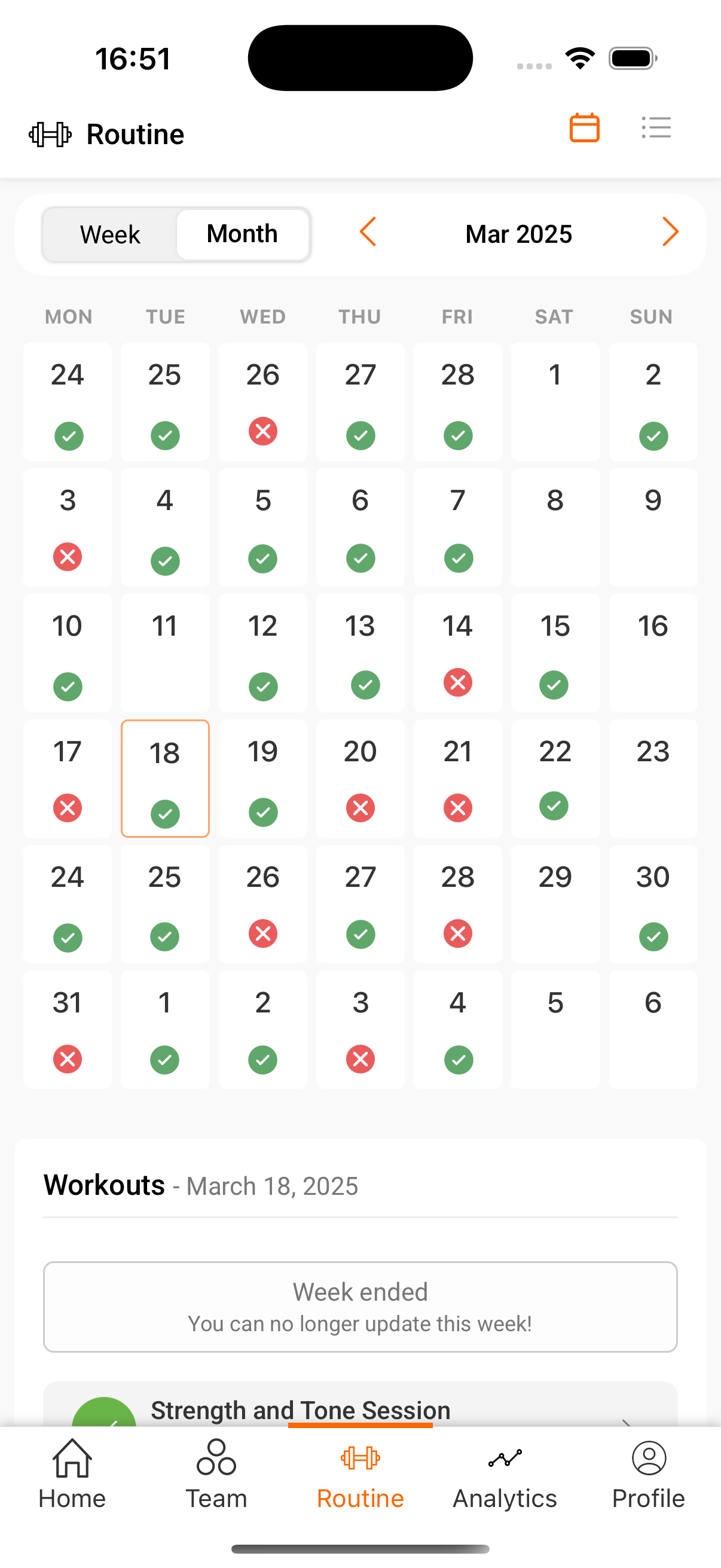 Routine calendar