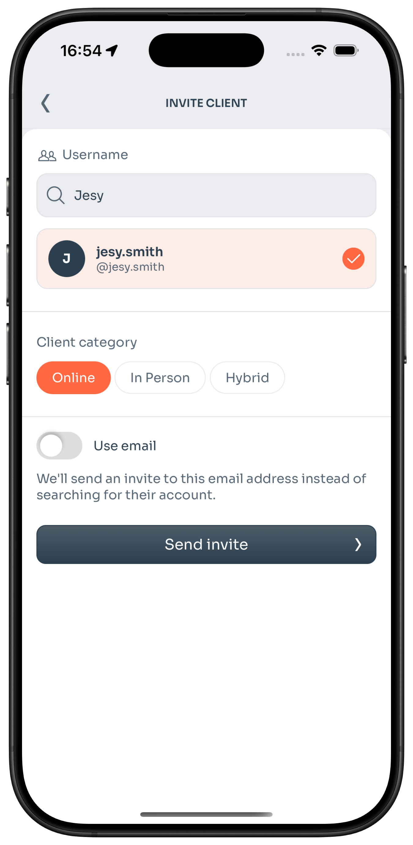 Inviting a new client