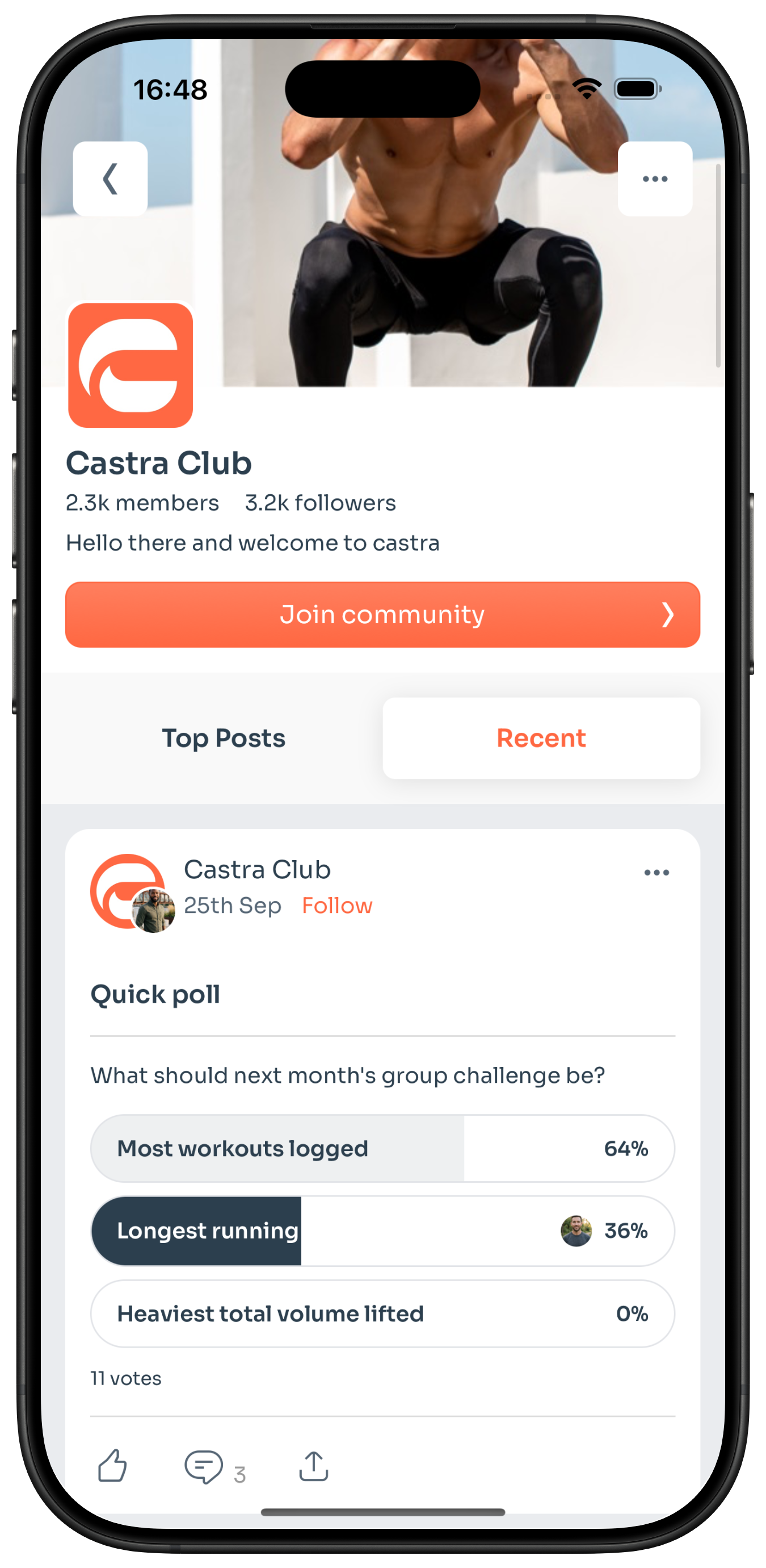 A coach's branded community feed