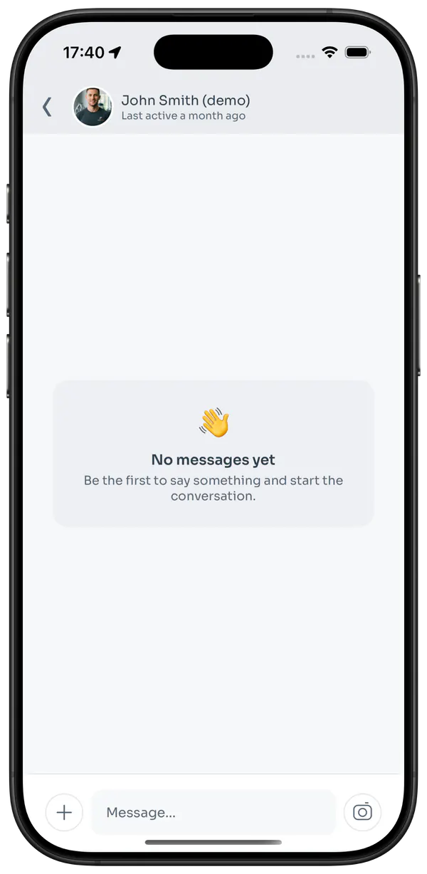 Messaging thread with an inline check-in card