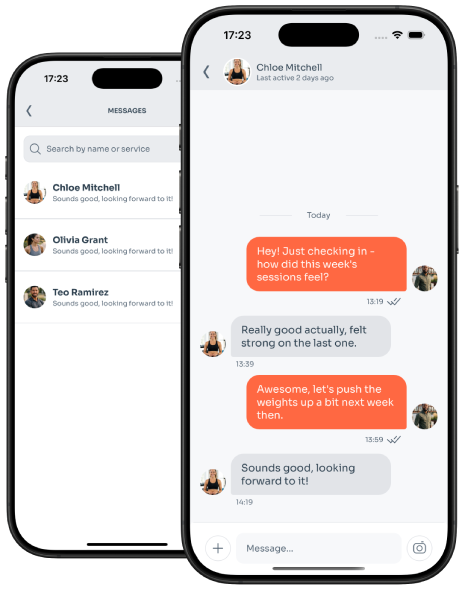 Messaging thread with an inline check-in card